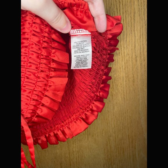 Allen B. Red Silky Blouse Size M - Picture 4 of 5